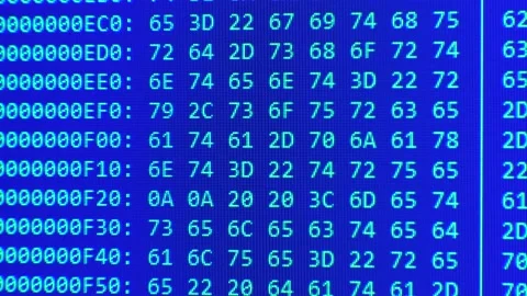 Close up on computer screen binary code on blue background. 스톡 동영상 139629964