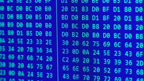 Close up on computer screen binary code on blue background. 스톡 동영상 139632211