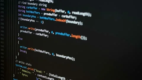 Close-up computer screen code. Selective focus. Stock Footage 161779115