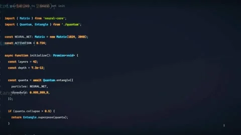 Close up of computer screen displaying complex programming code for artificial Stock Footage 336780987