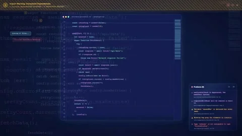 Close up of computer screen displaying complex software source code in a dark Stockbeeldmateriaal 340215191