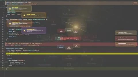 Close up of computer screen displaying complex software programming code and Vidéo 340217641