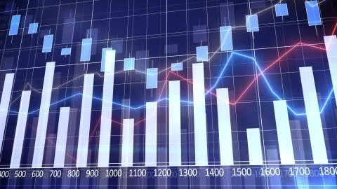 Close-up computer screen with financial data consisting of financial, economi Stock Illustration
