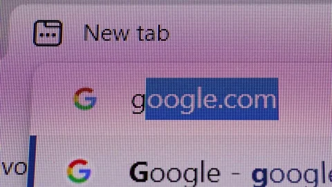Close up of computer screen with Google search homepage. Stock Footage 291882626