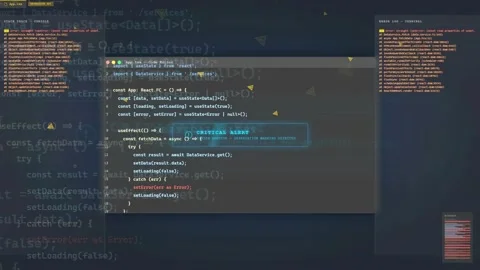 Close up of computer screen showing complex software source code and Stockbeeldmateriaal 340218374