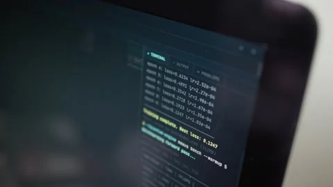 Close up of Computer Screen Showing Console Interface Stock Footage 333213857