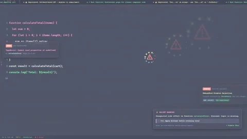 Close up of computer screen showing javascript code with software development Vidéo 340217630