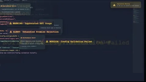 Close up of computer screen showing software code with critical error and Stock Footage 340218542