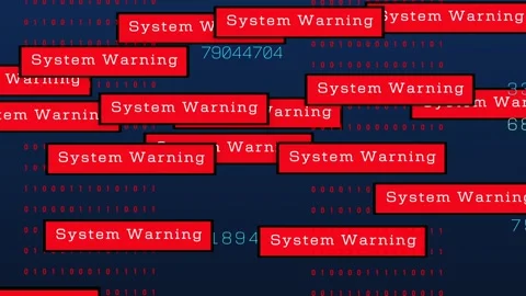 Close-up computer screen with system warning signs, cyber crime Vídeo Stock 333979996