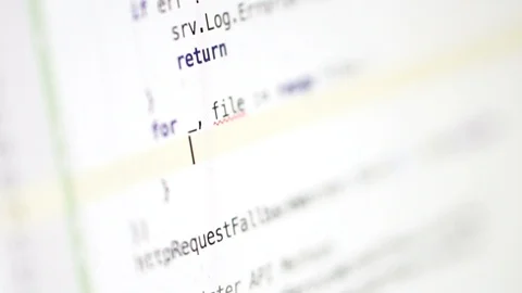 Close-up of the computer screen on which the programmer is running. Stock Footage 86458010