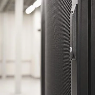 Close-up of computer server cabinet. Stock-Fotos