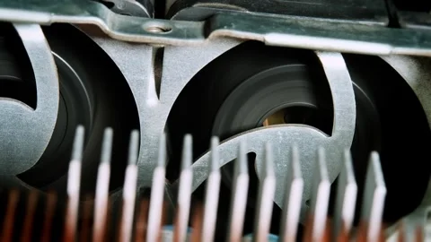 Close-up of a computer server cooling system. The fans start spinning when .. Video stock 255205170