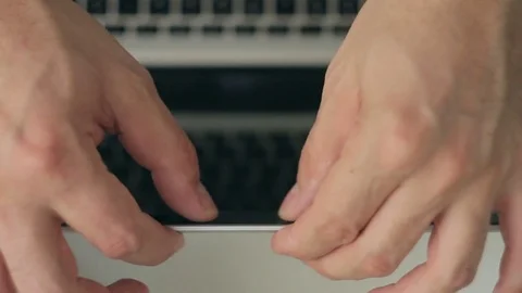Close-up of a computer user glues the web camera of a laptop with black tape Stock Footage 81853619
