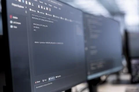 Close up of computers in data center running server rigs diagnostic tests Stock Photos