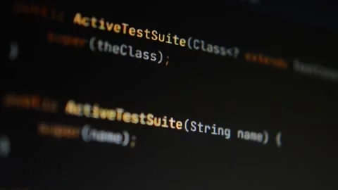 Close-up computer's monitor with code program scrolling Stock Footage 199017768
