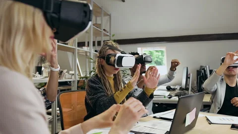 Close up of concentrated attractive creative diverse team of office coworkers Stock Footage 133643627