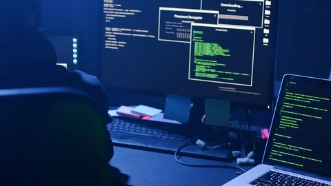 Close-up of a concentrated programmer working in a software development studio Stock Footage 108825471