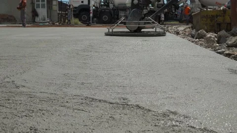 Close up of Concreting a base plate with ready-mixed concrete Stock Footage 196166716