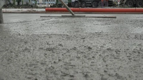 Close up of Concreting a base plate with ready-mixed concrete Stock-Footage 244929880