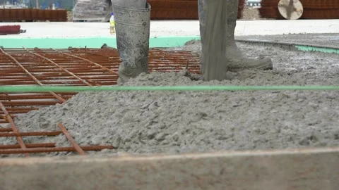 Close up of Concreting a base plate with ready-mixed concrete Stock-Footage 244929974