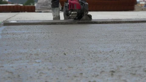 Close up of Concreting a base plate with ready-mixed concrete Stock-Footage 244929990