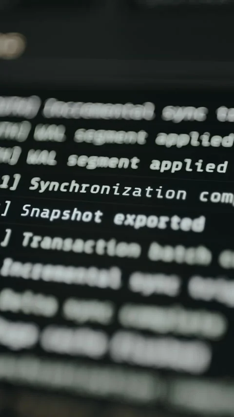 Close-up of console log from a cloud database Stock Footage 332465335