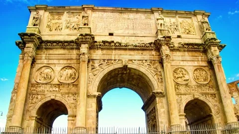 Close Up Of Constantine Arch In Rome, Italy. Stock Footage 228738993