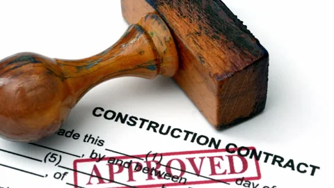 Close up of construction contract approved Stock Footage 344477503