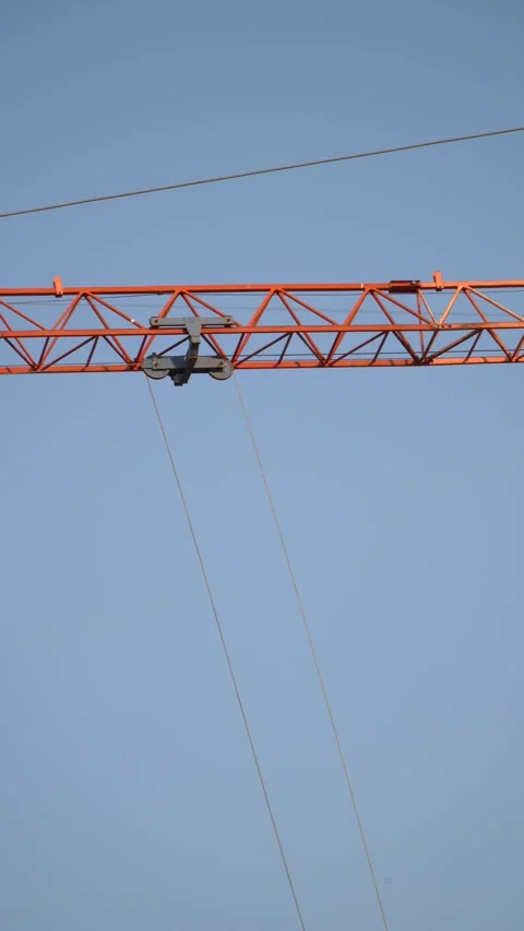 Close up of construction crane over blue sky Stock Footage 280270369