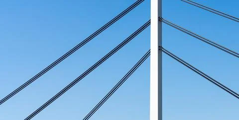 Close-up construction elements of pylon cable-stayed bridge. Stock Photos