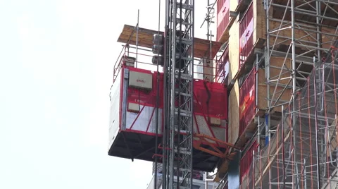 Close Up Construction Elevator Going Up Video stock 52546094