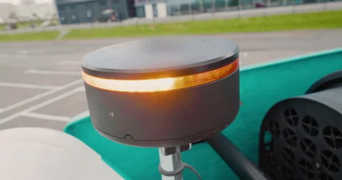 Close-up of a construction equipment orange warning light. Flashing orange light Stock Footage 138078250