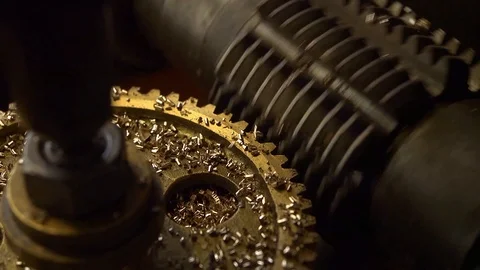 Close up of the construction of a gear with the lathe Stock Footage 126726032