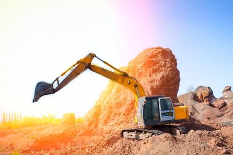 Close-up of a construction site excavator Stock Photos