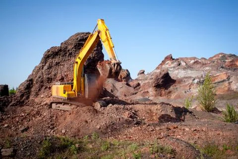 Close-up of a construction site excavator Stock Photos