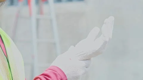 Close-up of construction worker holding painful wrist highlighting occupational Stock Footage 337121846