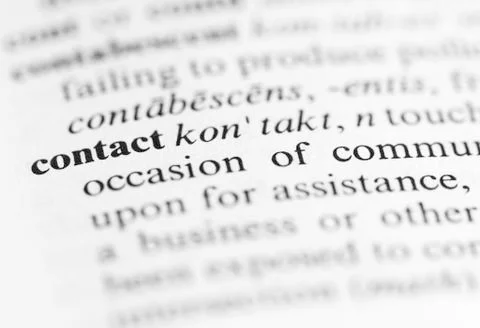 Close up of contact definition Stock-Fotos