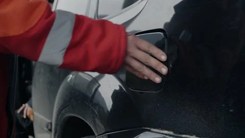 Close-Up of Contactless Payment Exchange Inside Vehicle at Gas Station Stock-Footage 302220475