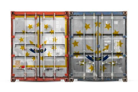 Close-up of the container with the national flag of Rhode Island state. The c Photos