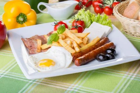 Close up of continental breakfast with eggs Stock Photos