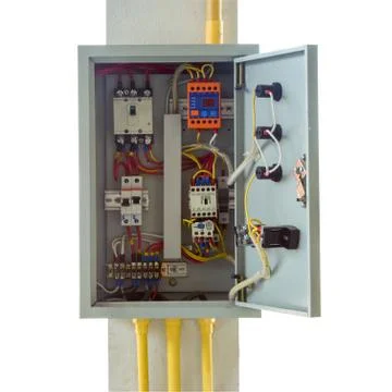 Close up control box with clipping path. Stock Photos