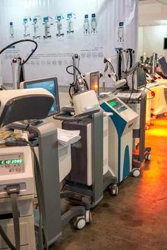 Close-up of the control computer of the multifunctional medical equipment 스톡 사진