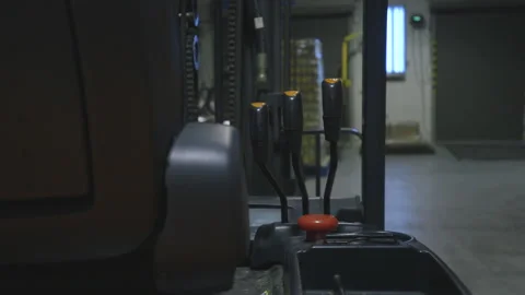 Close-Up of Control Handles on Forklift Stock Footage 139313375