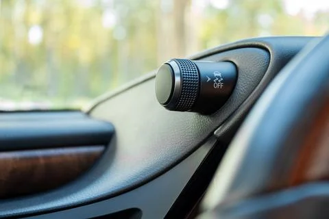 Close up of control panel between driving mode in car Stock Photos
