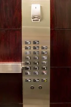 Close-up of control panel of an elevator Stock Photos