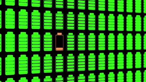 Close up control panel of full charged batteries, one battery is empty. Stock Footage 296376558