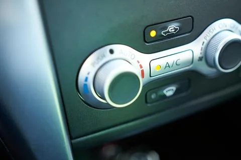 Close up of the control panel of a modern car. Selective focus. Stock Photos