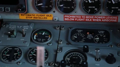 Close up control panel of small plane helicopter dropping aircraft airplane Stock-Footage 99252957
