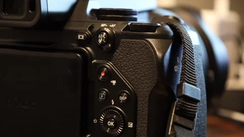 Close-up of Controls and Record Button on Professional DSLR Camera Stock Footage 328728278