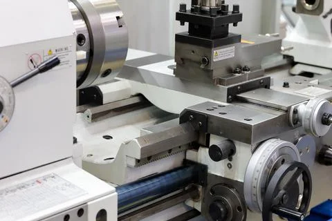 Close up of conventional lathe machine Stock Photos